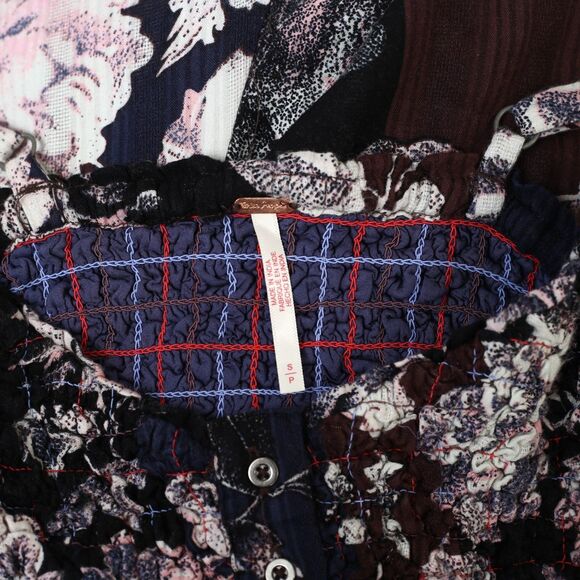 Free People Melrose Wide Leg Jumpsuit Floral Printed Ruched Black S New 282870 - Picture 9 of 9